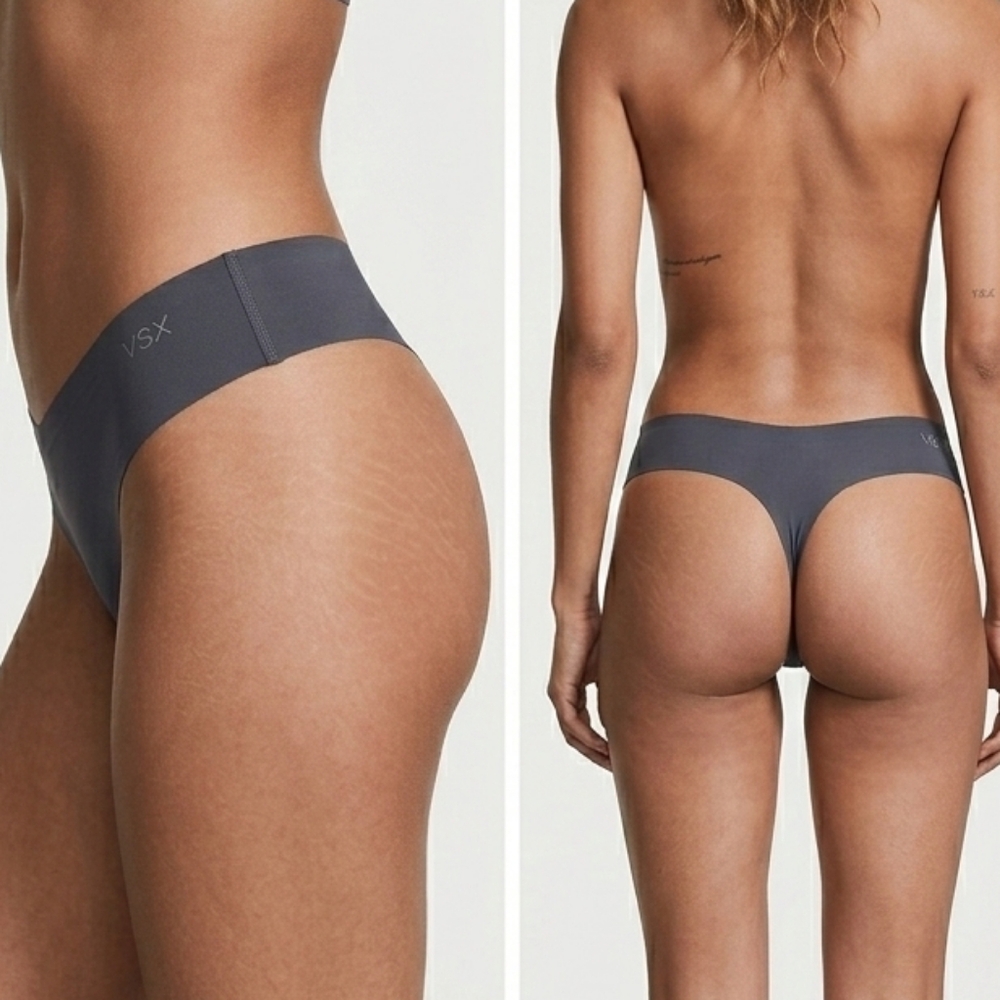 NWT VSXsport Bad Boy Grey No Show Sport Thong Knickers